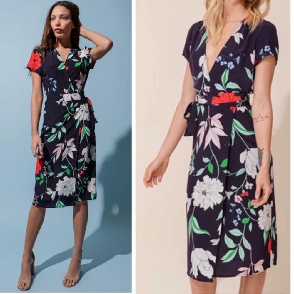 Yumi Kim Caught In The Midi Wrap Dress Paradise Pretty Cap Sleeve Medium